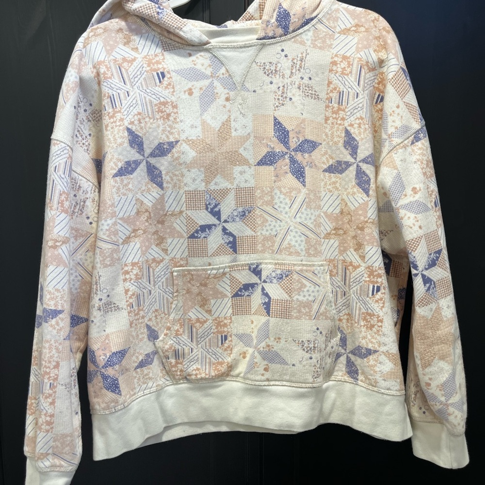 American Eagle Outfitters Patchwork Hoodie - Cream